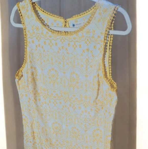 Chelsea & Violet Dresses & Skirts - Chelsea and Violet Yellow Lace Sleeveless Dress sz S Boho vintage inspired